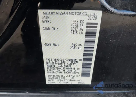 2020 Nissan Altima S Fwd from USA, damaged, VIN 1N4BL4BV3LC234237